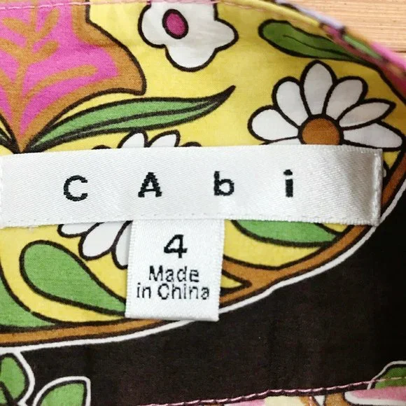 CAbi 4 Ashbury Colorful Floral Boho‎ Pleat mini Skirt Pockets Cotton Style #933 - Picture 3 of 6